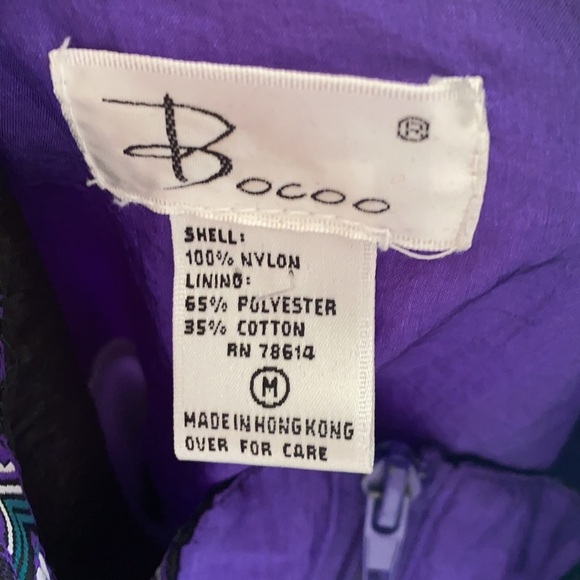 Vintage 90s Track Jacket Purple Black Abstract Pattern Windbreaker - Picture 10 of 12